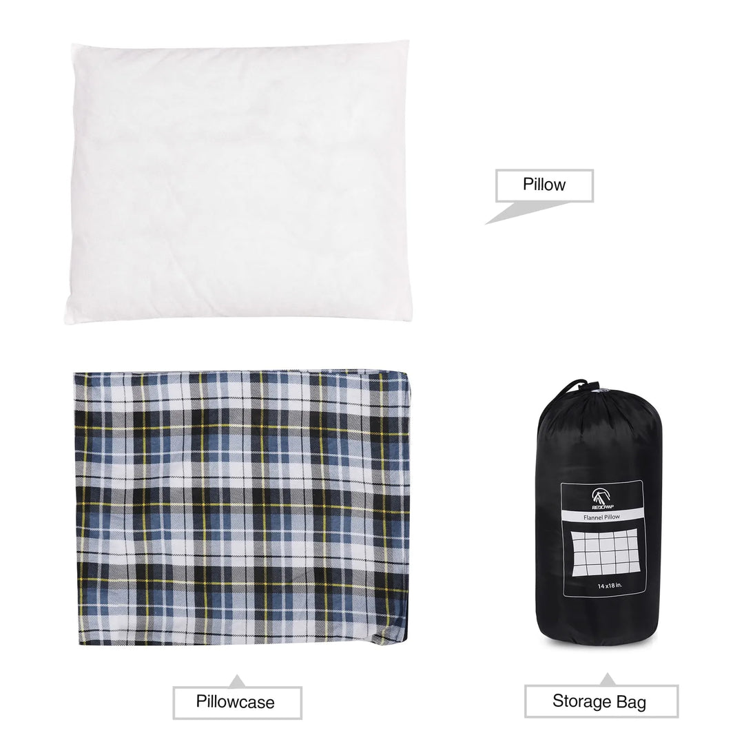 Small Camping Pillow Lightweight and Compressible, Flannel Travel Pillow with Removable Pillow Cover