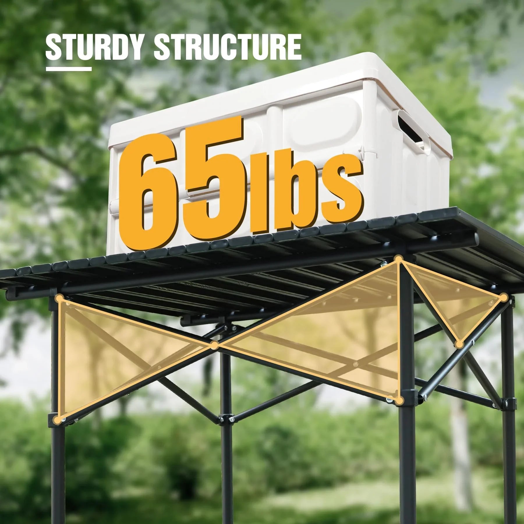 Portable Roll-Up Metal Camp Table - Black Square
