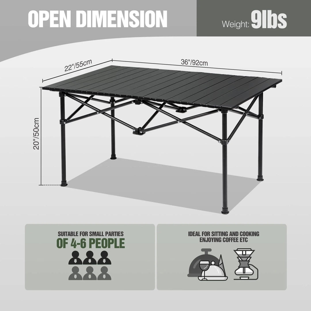 Table de camping enroulable et pliable 