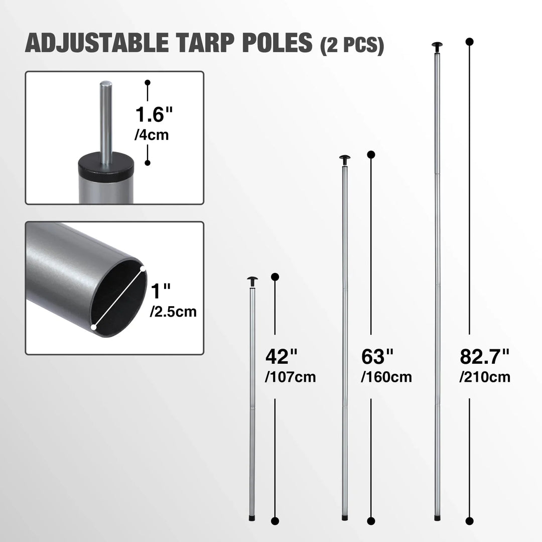 Poteaux de bâche télescopiques réglables en aluminium 