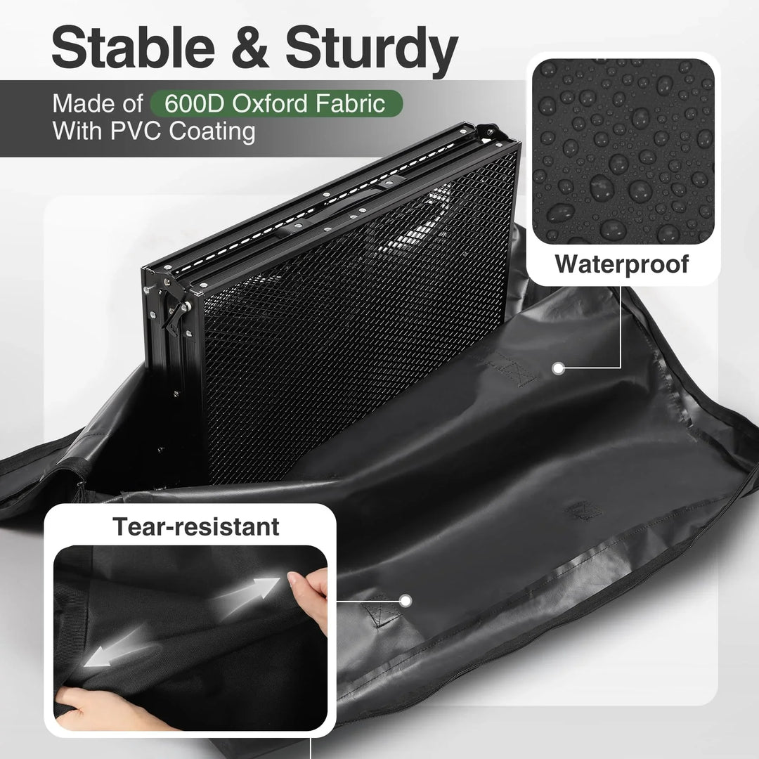 Folding Table Storage Bag, WaterProof Carry Bag with Handles for Folding Picnic Camping Card Table, Black 36" D x 5" W x 30" H
