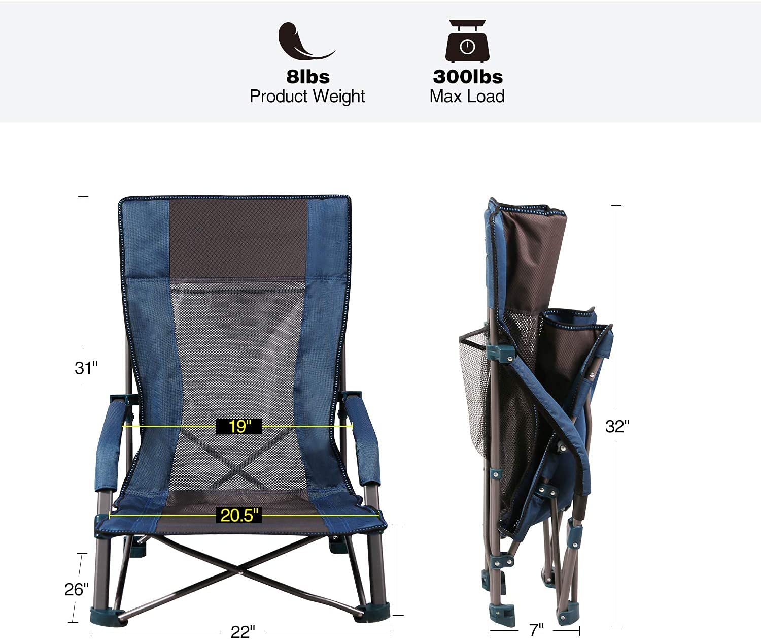 High Back Low Profile Beach Chair