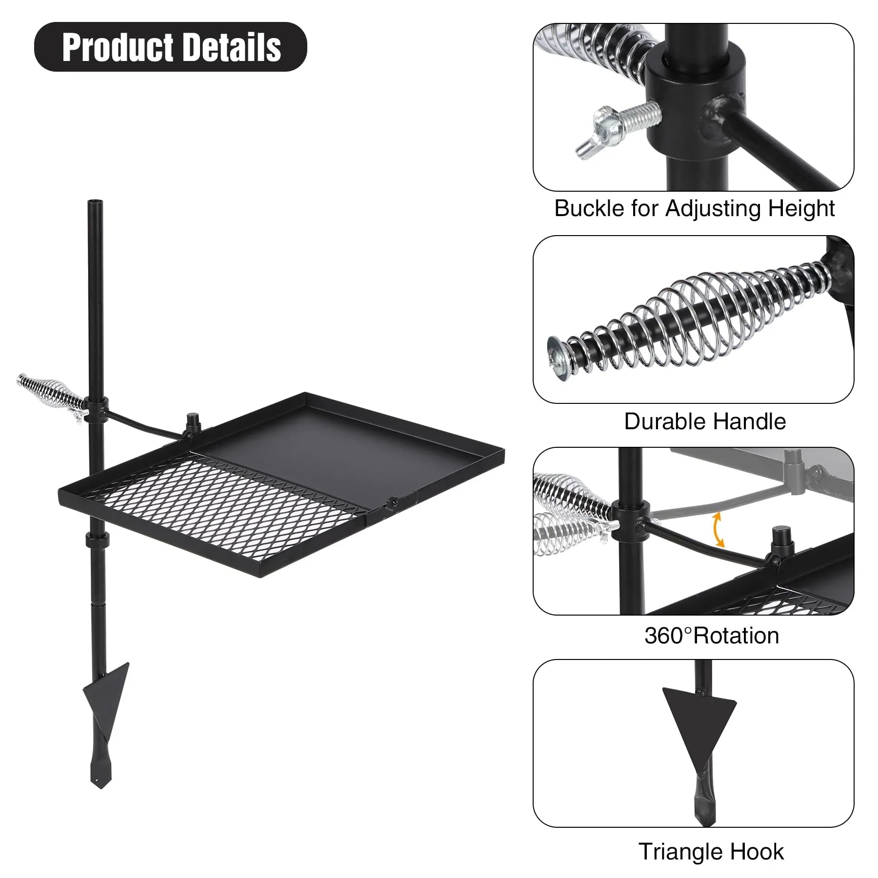 Folding Swivel Campfire Grill for Open Flame Cooking