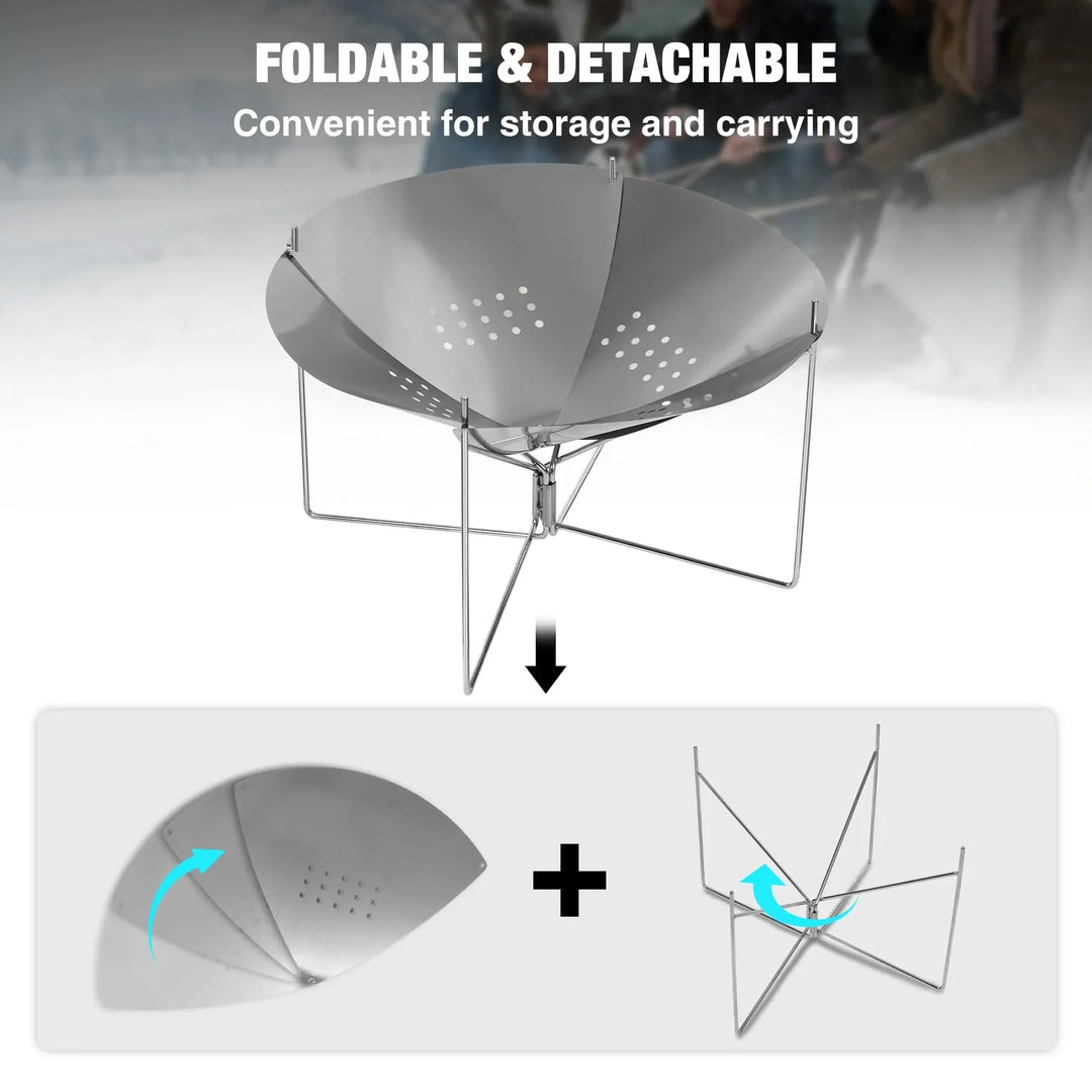 Portable Collapsible Fire Pit - 20 inch Foldable Wood Burning Fire Pit with Storage Bag for Outside Backyard Patio Outdoor Camping Backpacking Beach
