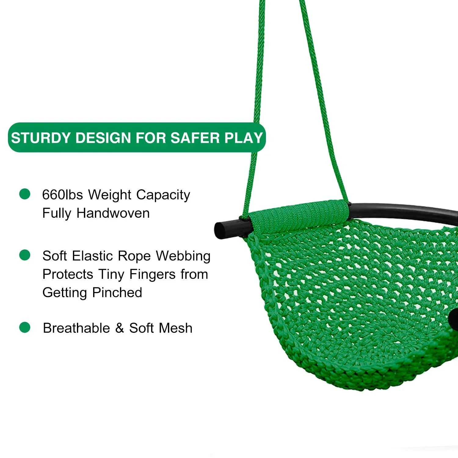 Toddler Swing, Swing Seat for Kids with Heavy Duty Adjustable Ropes, Hand-Knitting Secure Children Swing Set for Indoor Porch, Outdoor Playground, Backyard, Tree