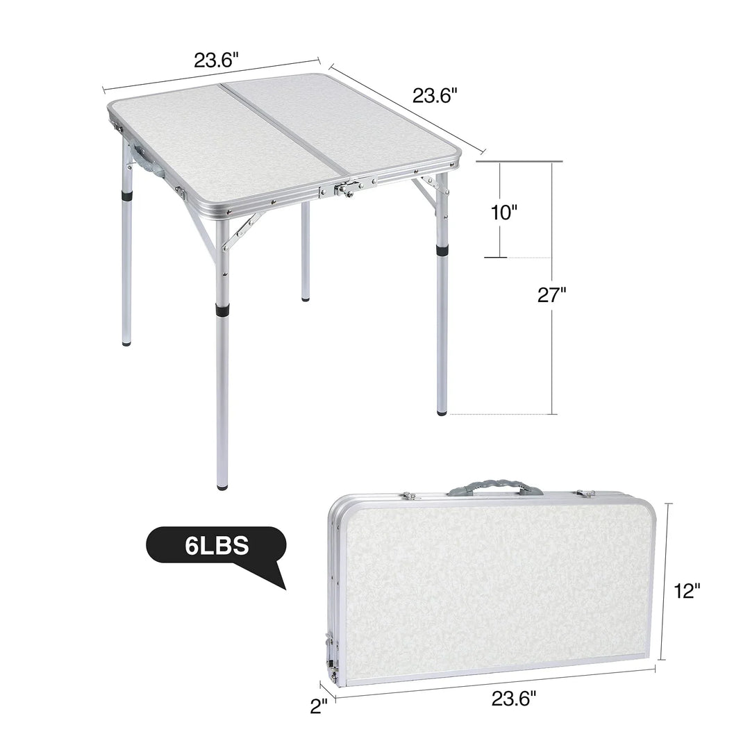 Table de camping pliante en aluminium avec pieds réglables en hauteur, 2/3/4 pieds 