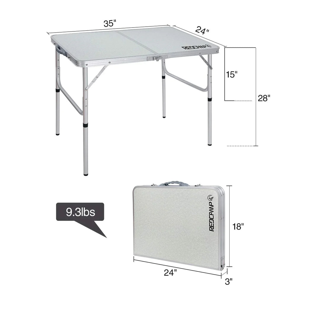 Table de camping pliante en aluminium avec pieds réglables en hauteur, 2/3/4 pieds 