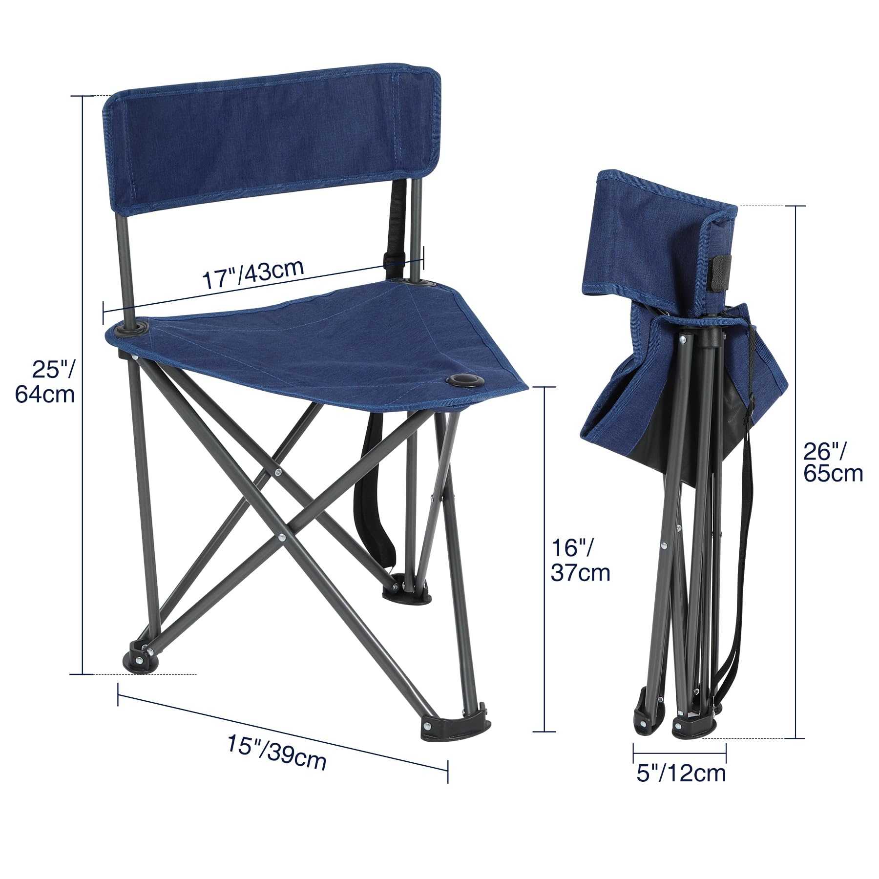 2-Pack Folding Tripod Hunting Chairs with Backrests