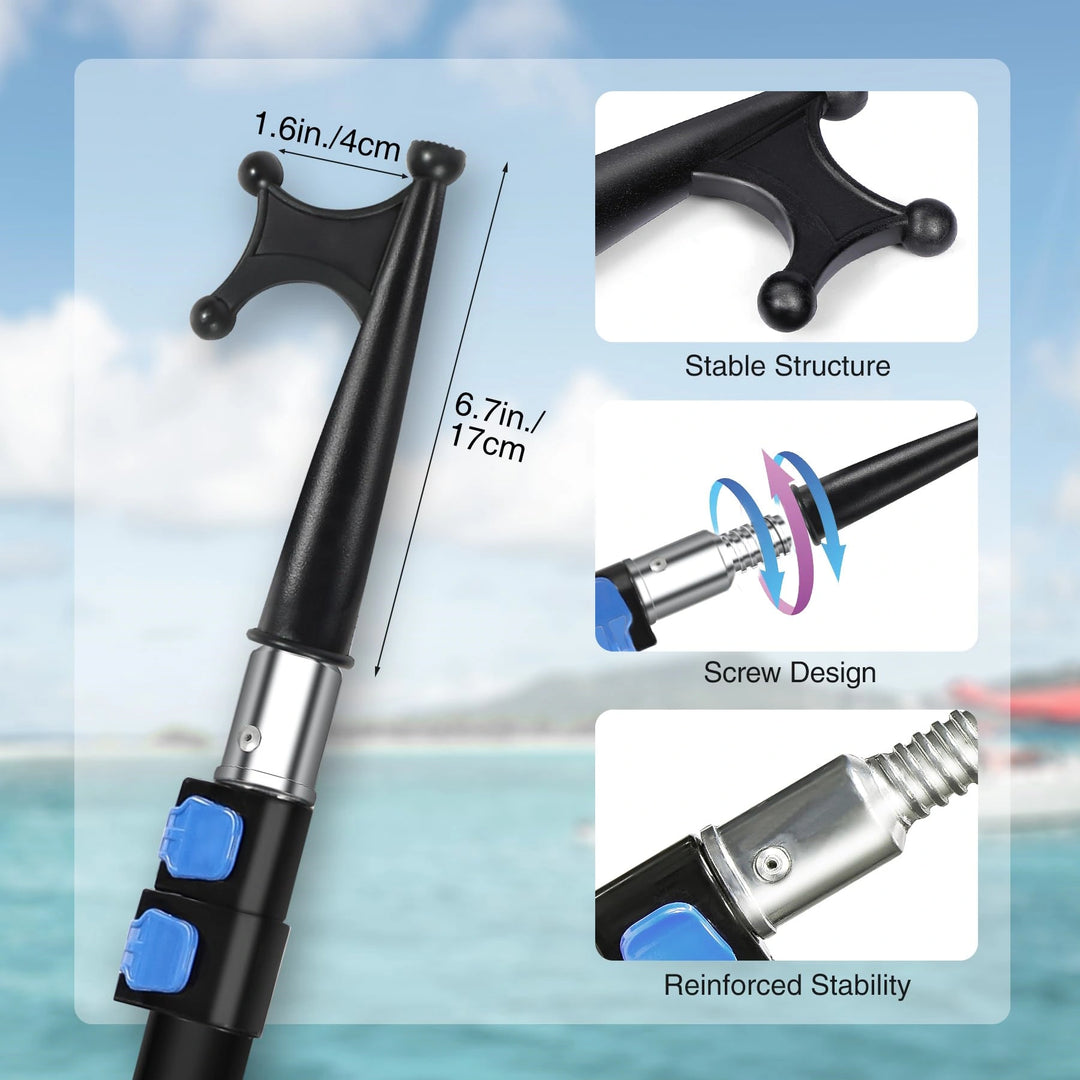 8ft/12ft Aluminum Extendable Telescopic Boat Hook For Docking, Black/Silver