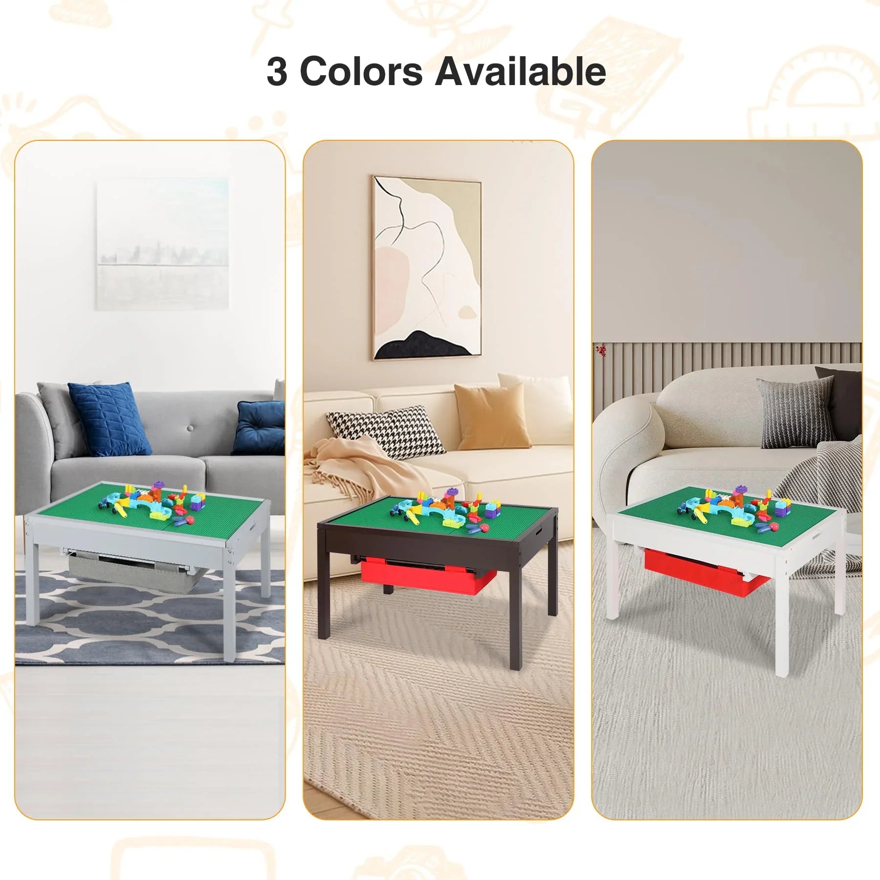 Table d'activités 2 en 1 pour enfants avec tiroirs de rangement
