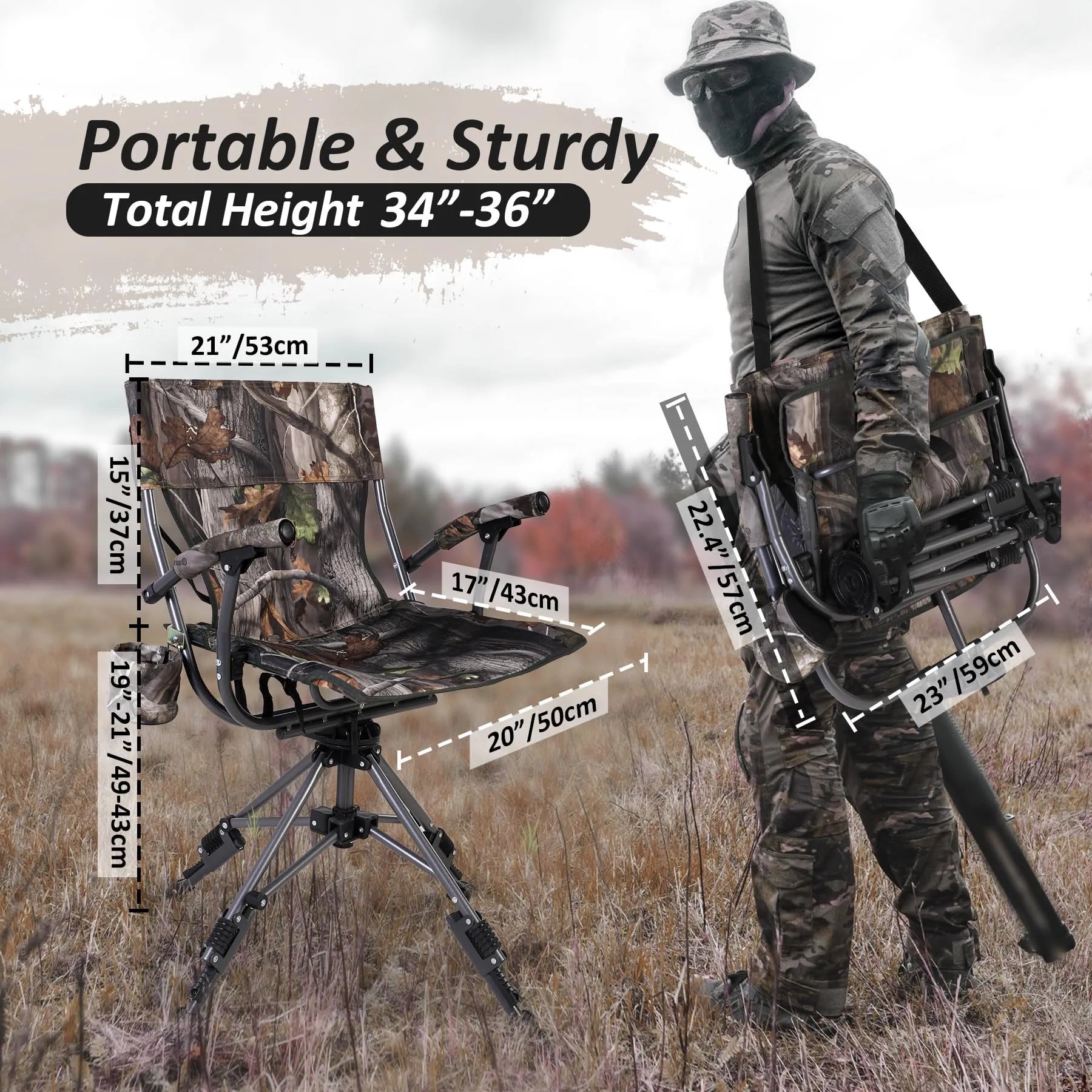 360° Swivel Hunting Chair with Adjustable Feet