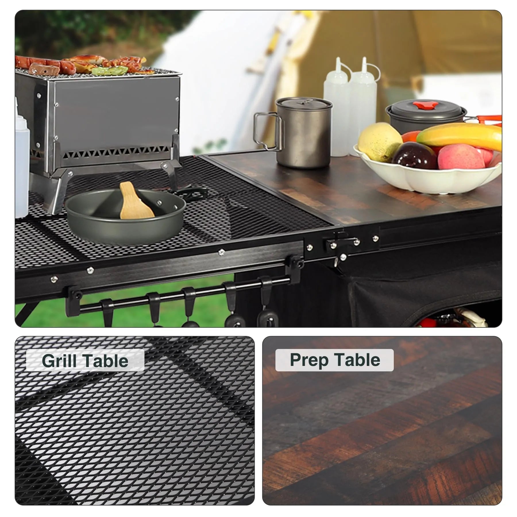 Portable Camping Kitchen Table with Storage Organizer for Outdoor - Redcamp