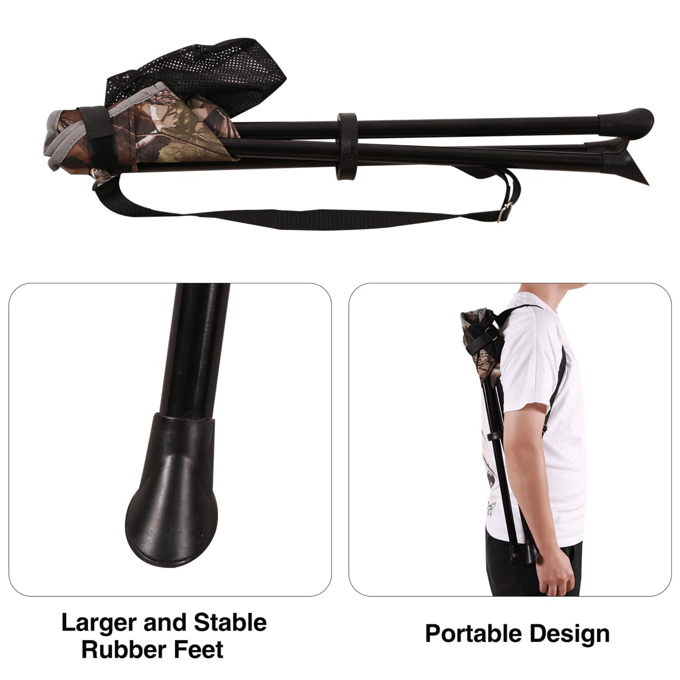 REDCAMP Lightweight Folding Tripod Stool 2 Pack for Hunting and Camping
