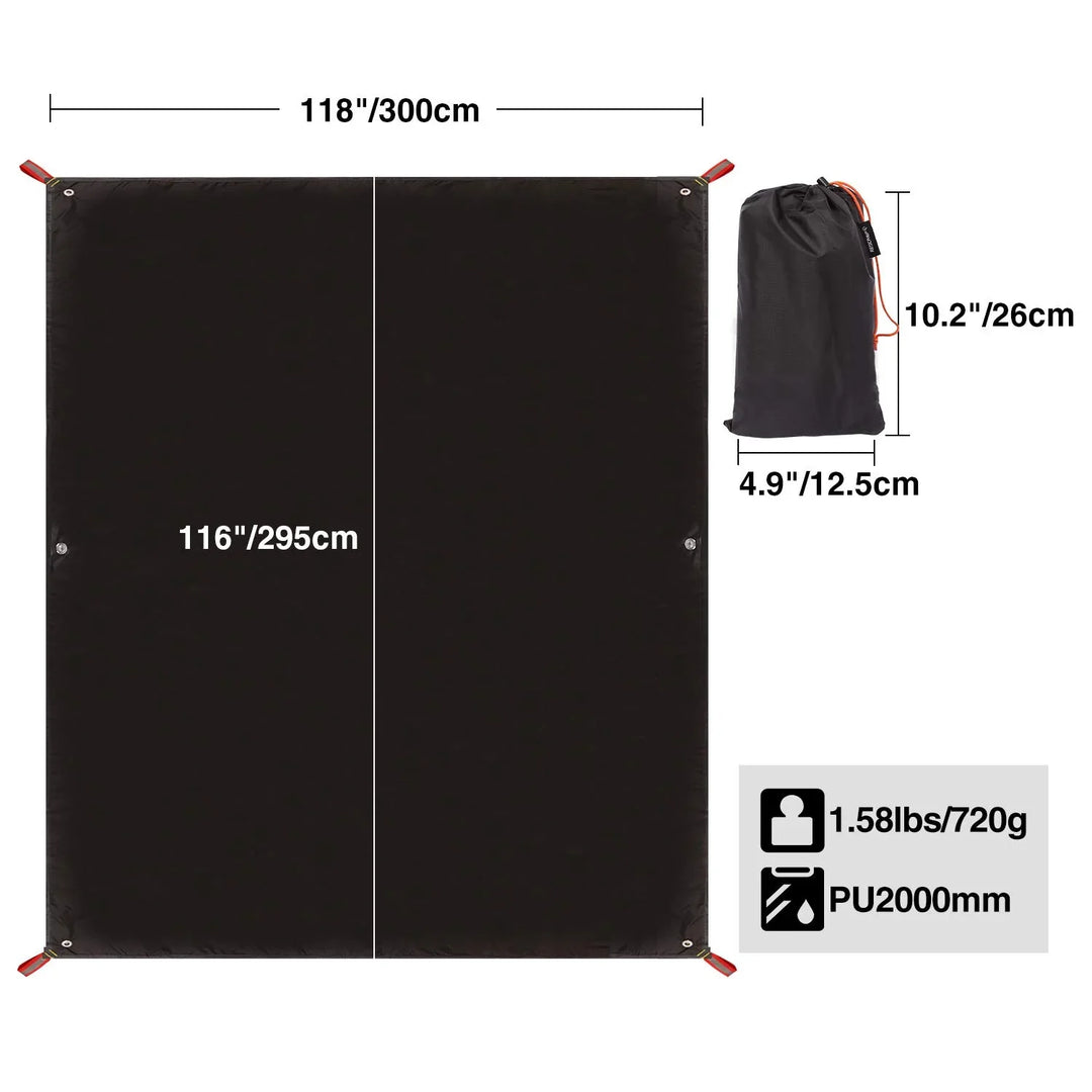 Ultralight Tent Footprint for 1-2 Person Tent, Multifunctional Waterproof Camping Tarp for Outdoor Hiking, Lightweight and Compact, 87"x55"
