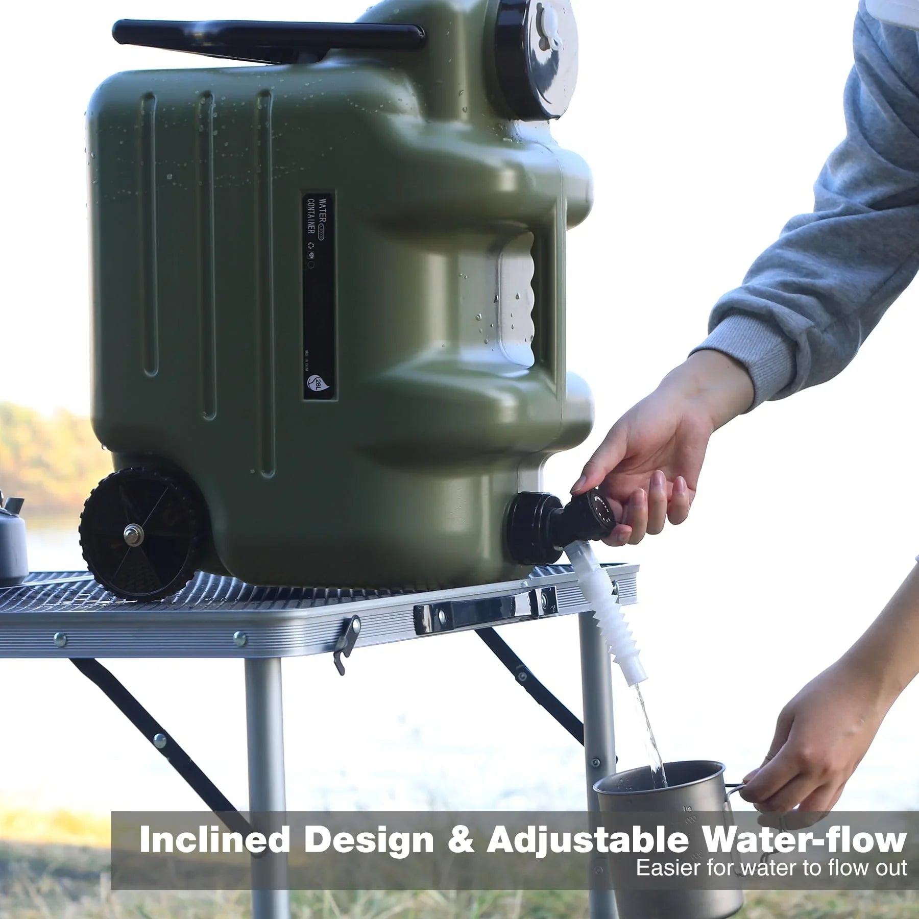 7.4 Gal Water Container with Wheels & Folding Handle
