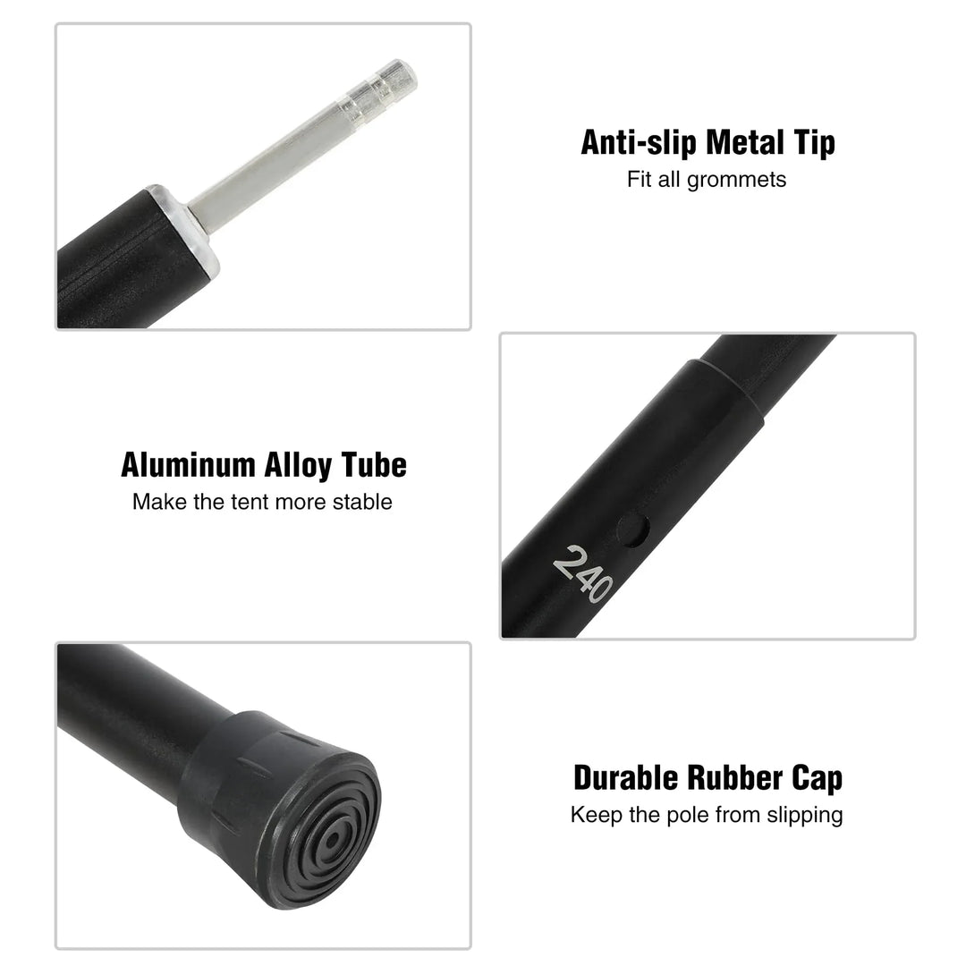 Aluminum Adjustable Heavy Duty Camping Tarp Poles, 36in to 95in Telescoping Aluminum Portable Awning Poles for Camping, Backpacking, Hiking (Black, Set of 2)