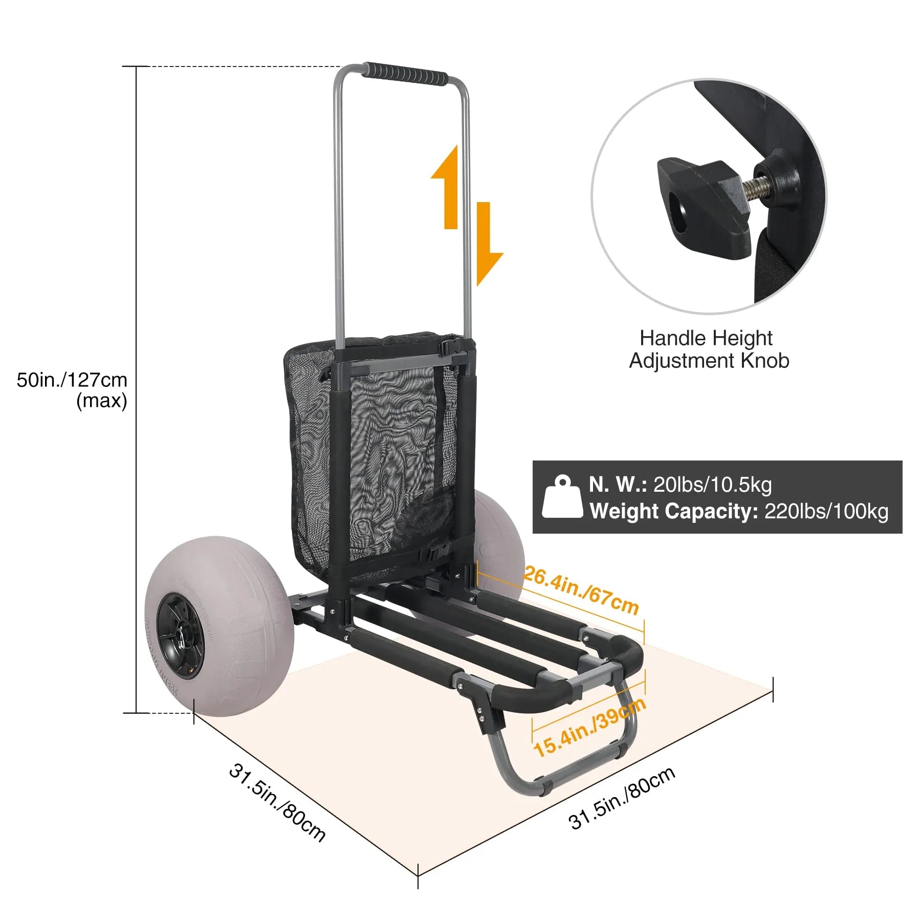 Balloon Wheel Beach Cart for Sand - Redcamp