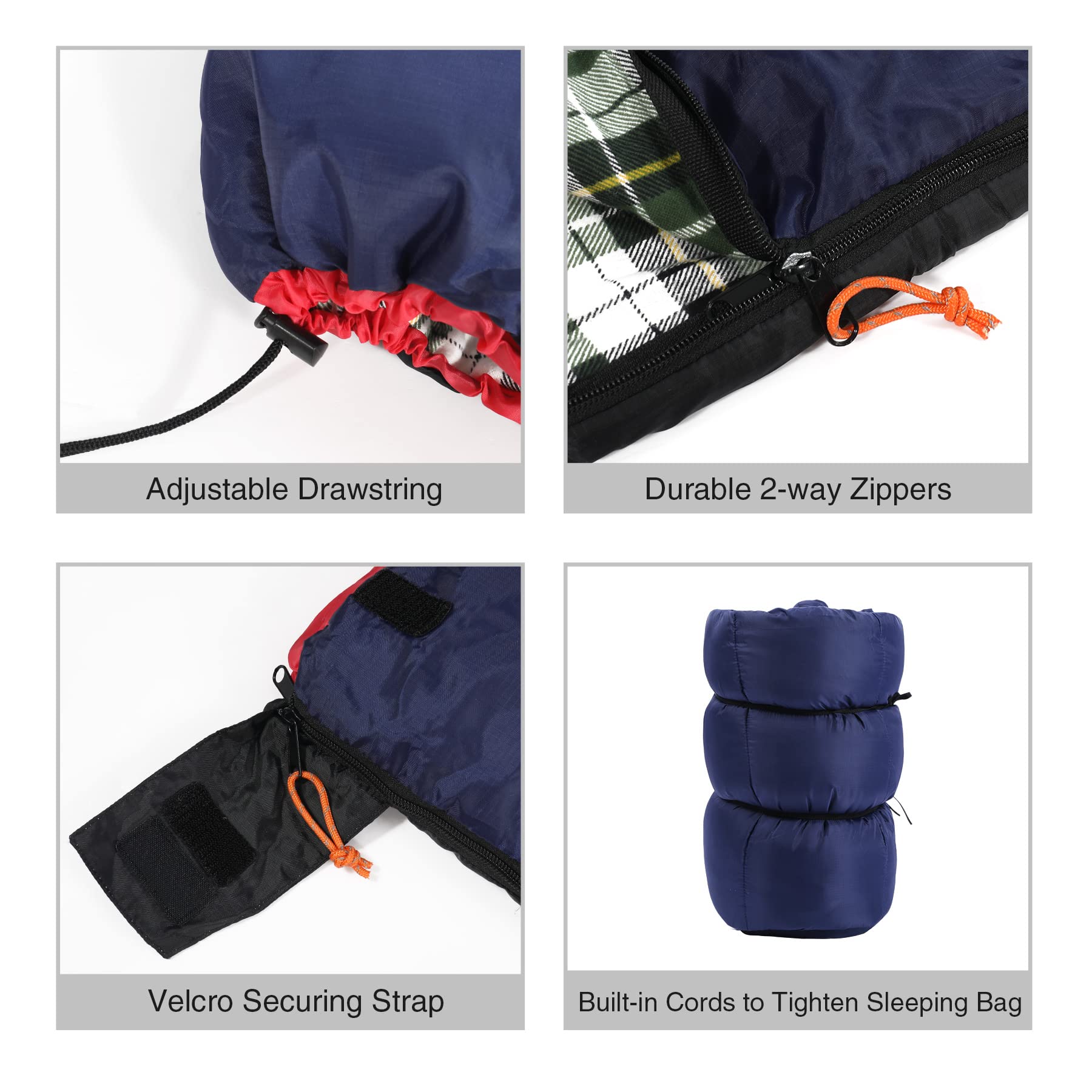 Cotton Flannel Envelope Sleeping Bag 41°F