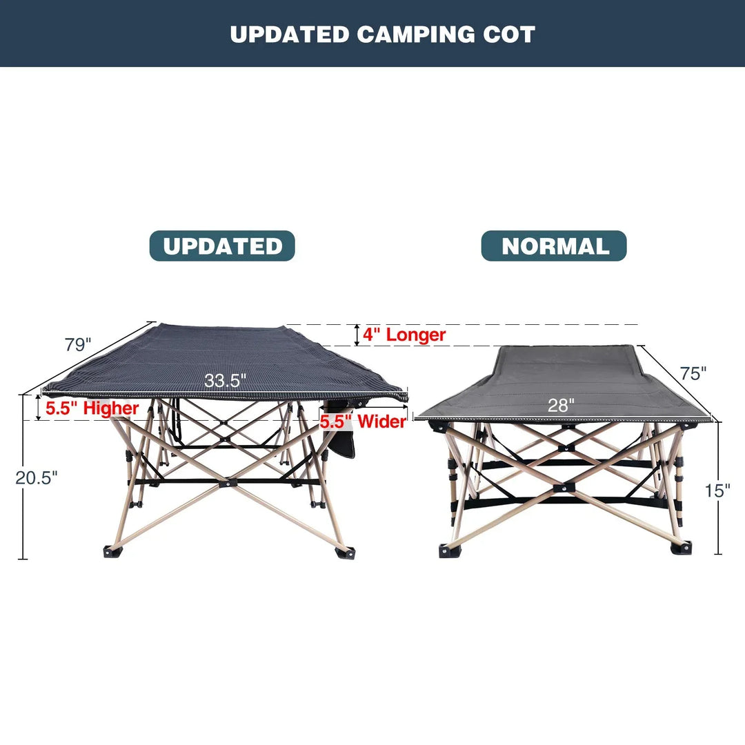 Lit de camp pliant extra large pour adultes, gris, bleu, vert 