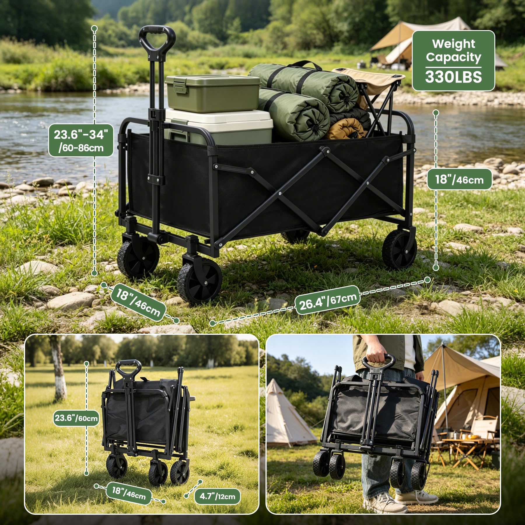 Heavy-Duty Collapsible Wagon with Wheels