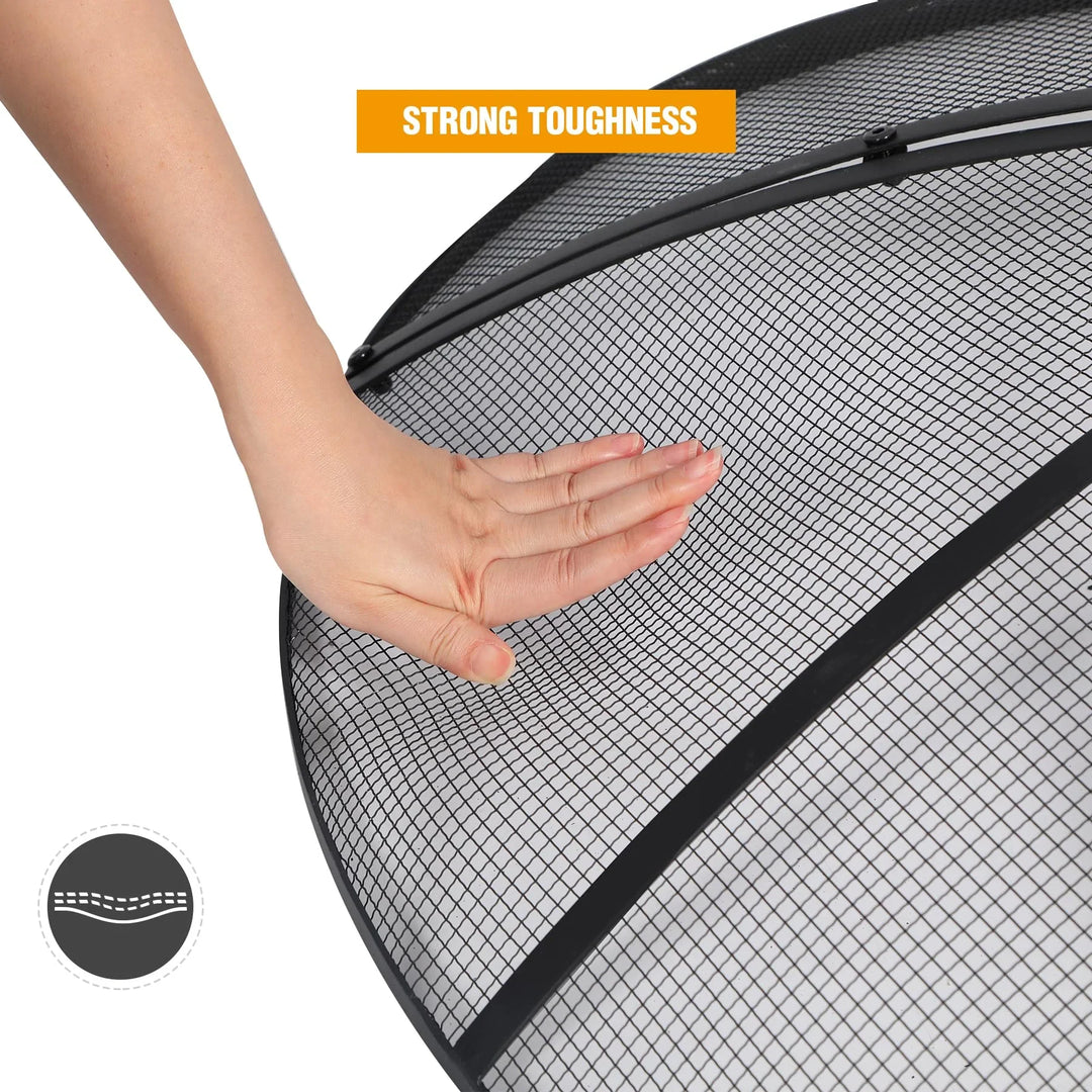 Fire Pit Spark Screen with Handle and Poker Outdoor Mesh Cover30"/36"