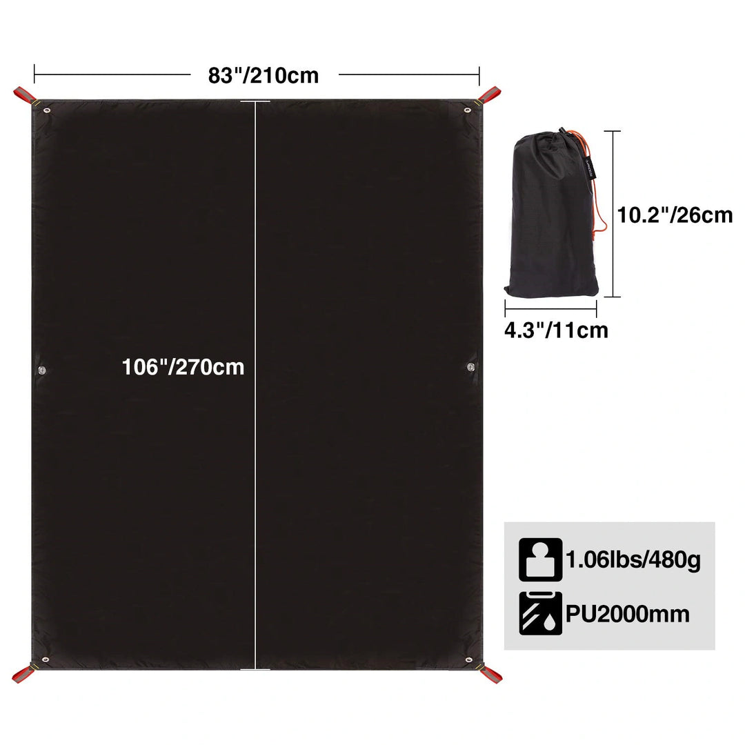 Ultralight Tent Footprint for 1-2 Person Tent, Multifunctional Waterproof Camping Tarp for Outdoor Hiking, Lightweight and Compact, 87"x55"