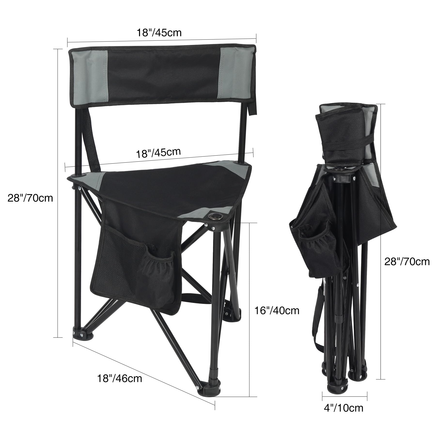 2-Pack Folding Tripod Hunting Chairs with Backrests