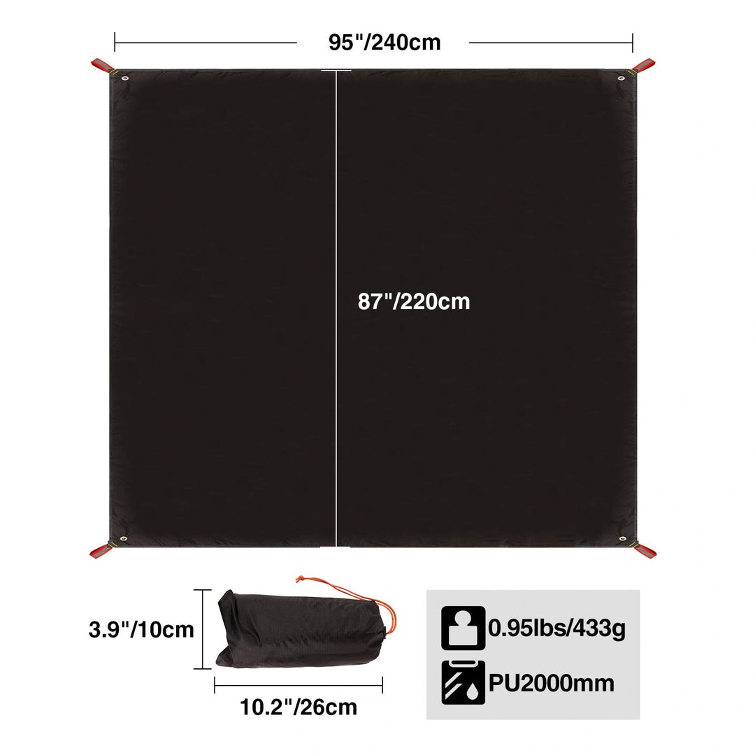 Ultralight Tent Footprint for 1-2 Person Tent, Multifunctional Waterproof Camping Tarp for Outdoor Hiking, Lightweight and Compact, 87"x55"