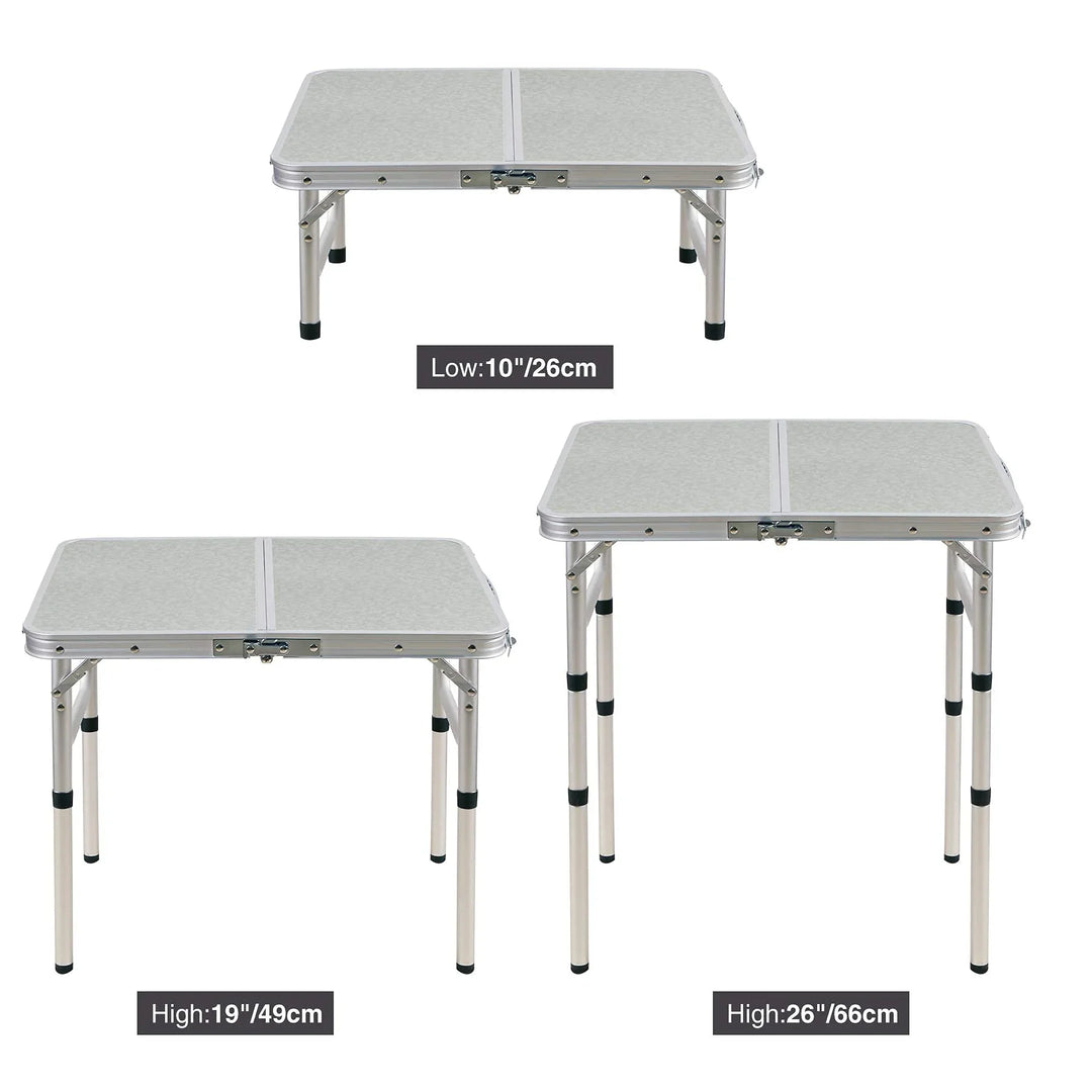 Table de camping pliante en aluminium avec pieds réglables en hauteur, 2/3/4 pieds 