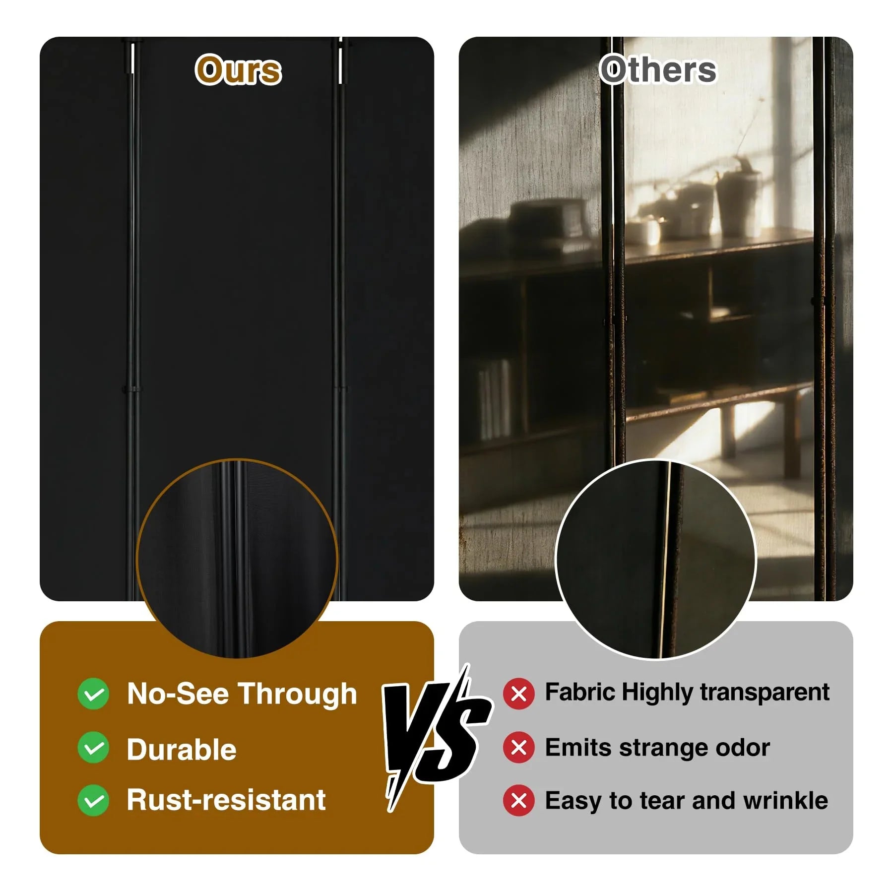 Large 6 Panel Freestanding Folding Room Divider with Support Base, 10FT Wide 6FT Tall Privacy Screen Partition Room Dividers with Freely Combined Connector, 119"x71", Black