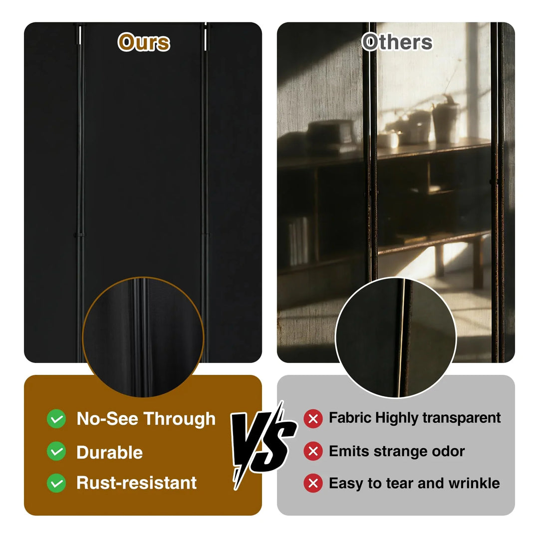 Large 6 Panel Freestanding Folding Room Divider with Support Base, 10FT Wide 6FT Tall Privacy Screen Partition Room Dividers with Freely Combined Connector, 119"x71", Black