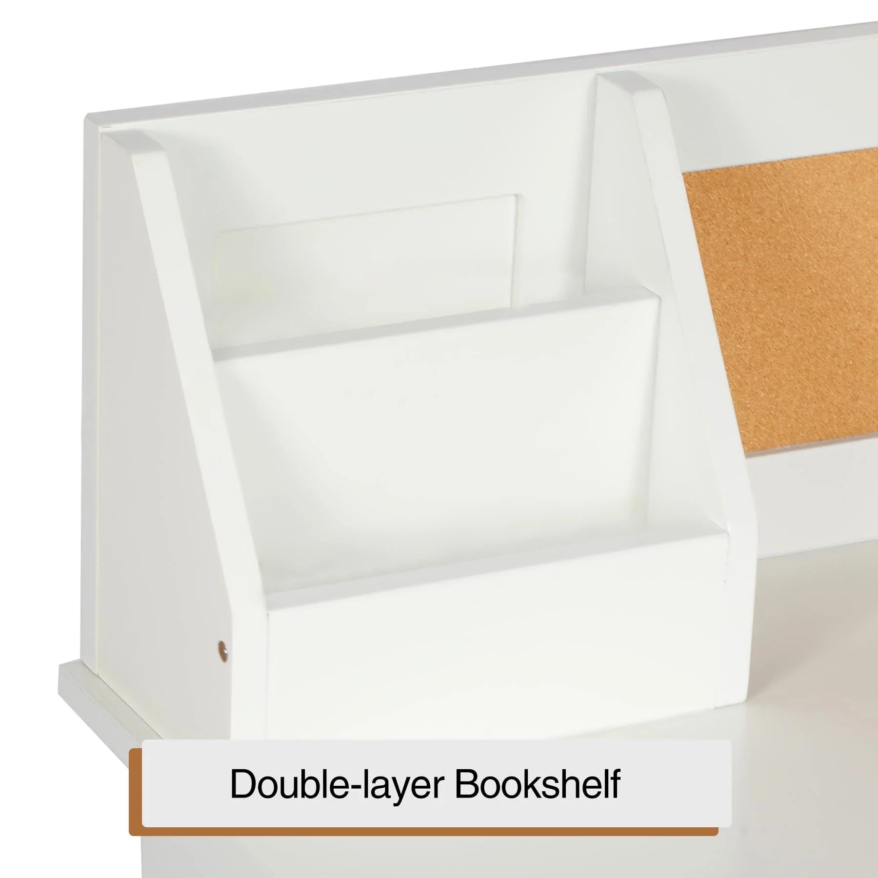 Kids Study Desk and Chair Set with Hutch, Wooden Writing Table, Ergonomic Homework Station with Storage Cabinet & Bulletin Board for Bedroom, School, White