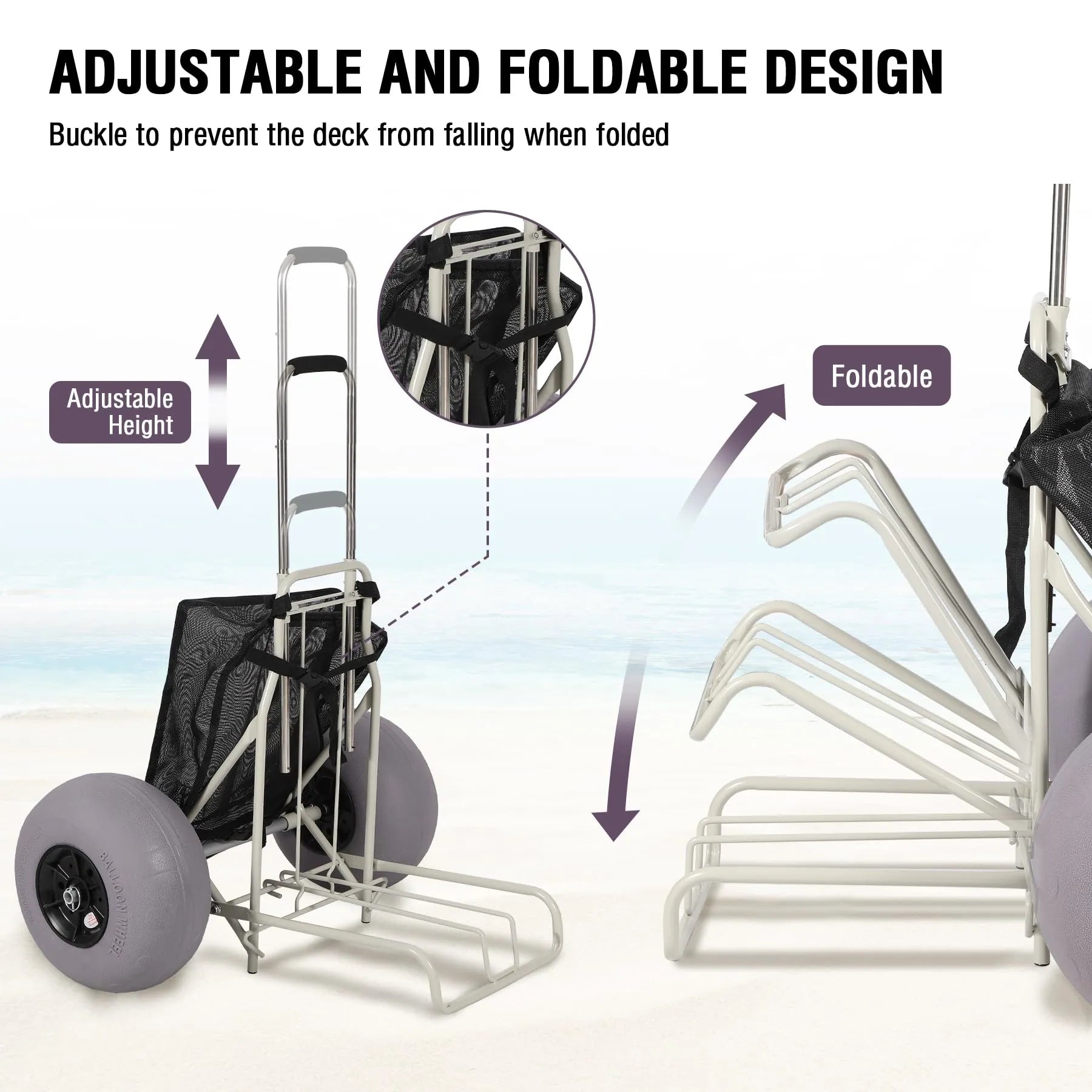 Balloon Wheel Beach Cart for Sand - Redcamp