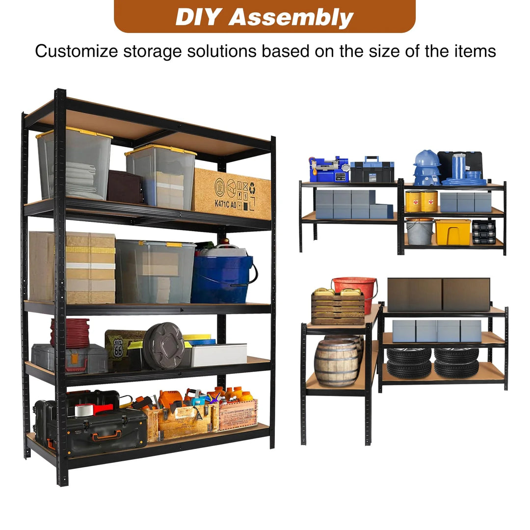48" W Garage Shelving Units and Storage, 5 Tier Metal Heavy Duty Storage Shelves Rack Adjustable Heights for Garage Basement,Warehouse,Pantry Closet,Kitchen,Industrial, 1 Pack