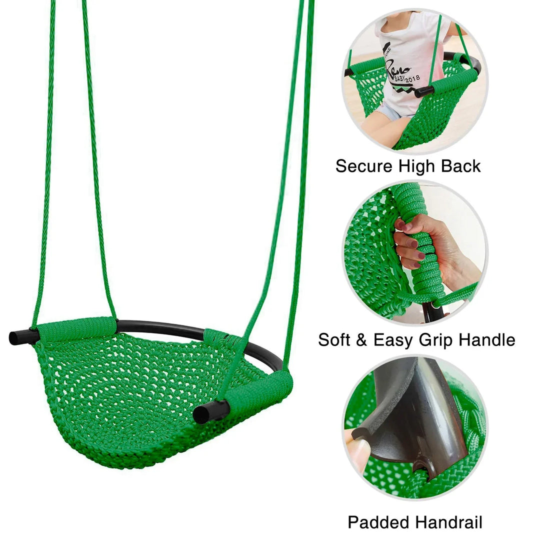 Toddler Swing, Swing Seat for Kids with Heavy Duty Adjustable Ropes, Hand-Knitting Secure Children Swing Set for Indoor Porch, Outdoor Playground, Backyard, Tree