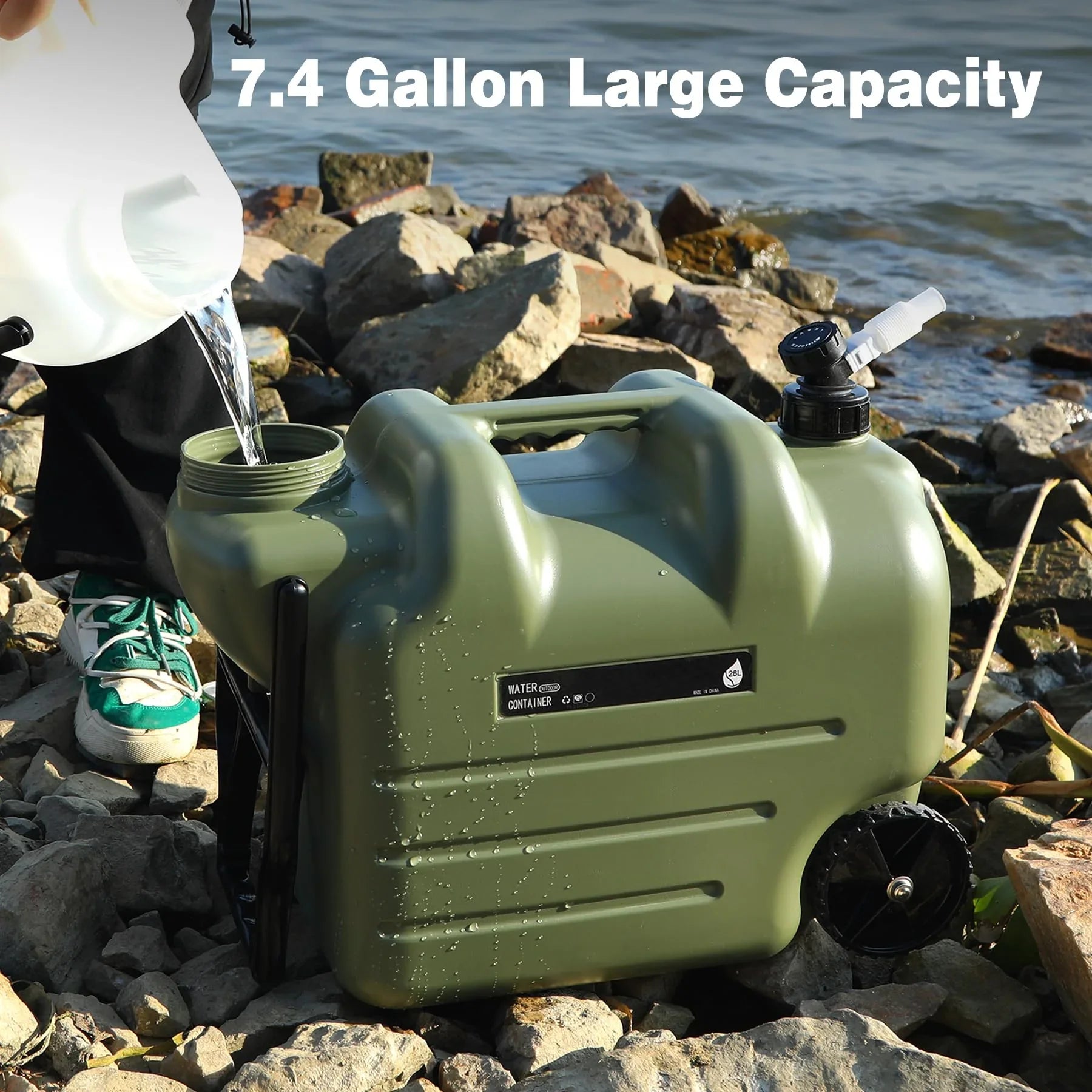 7.4 Gal Water Container with Wheels & Folding Handle