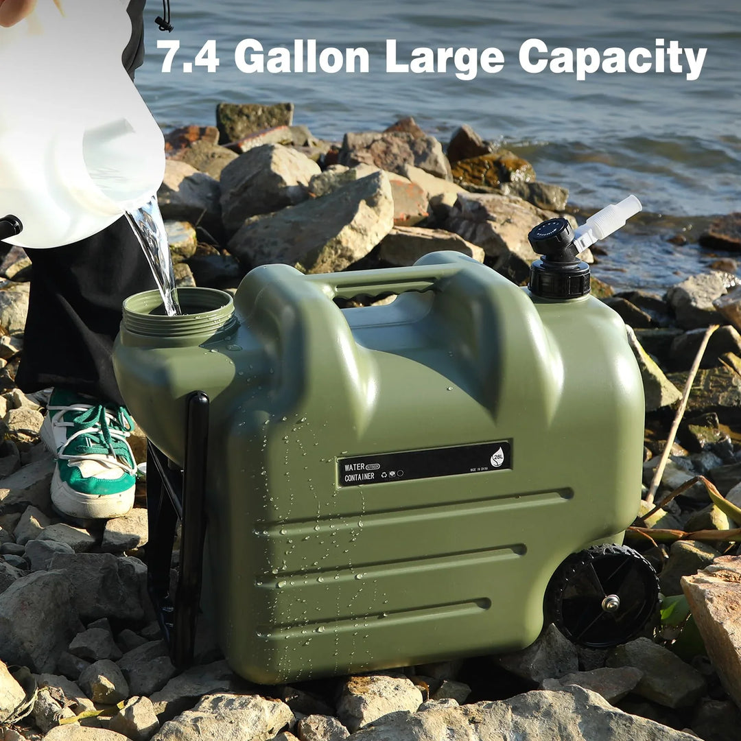 7.4 Gal Water Container with Wheels & Folding Handle