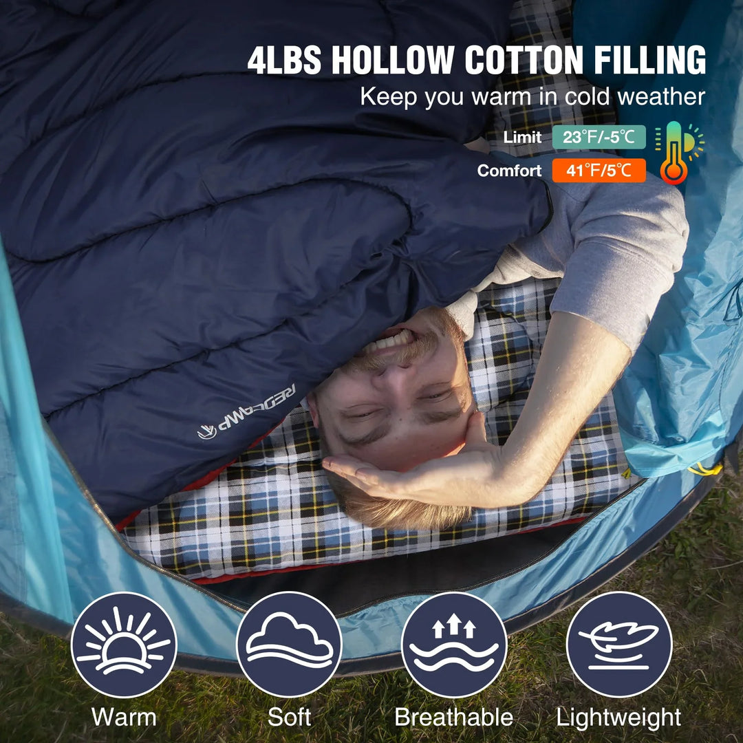 Extra-Wide Cotton Flannel Sleeping Bag for Adult Camping
