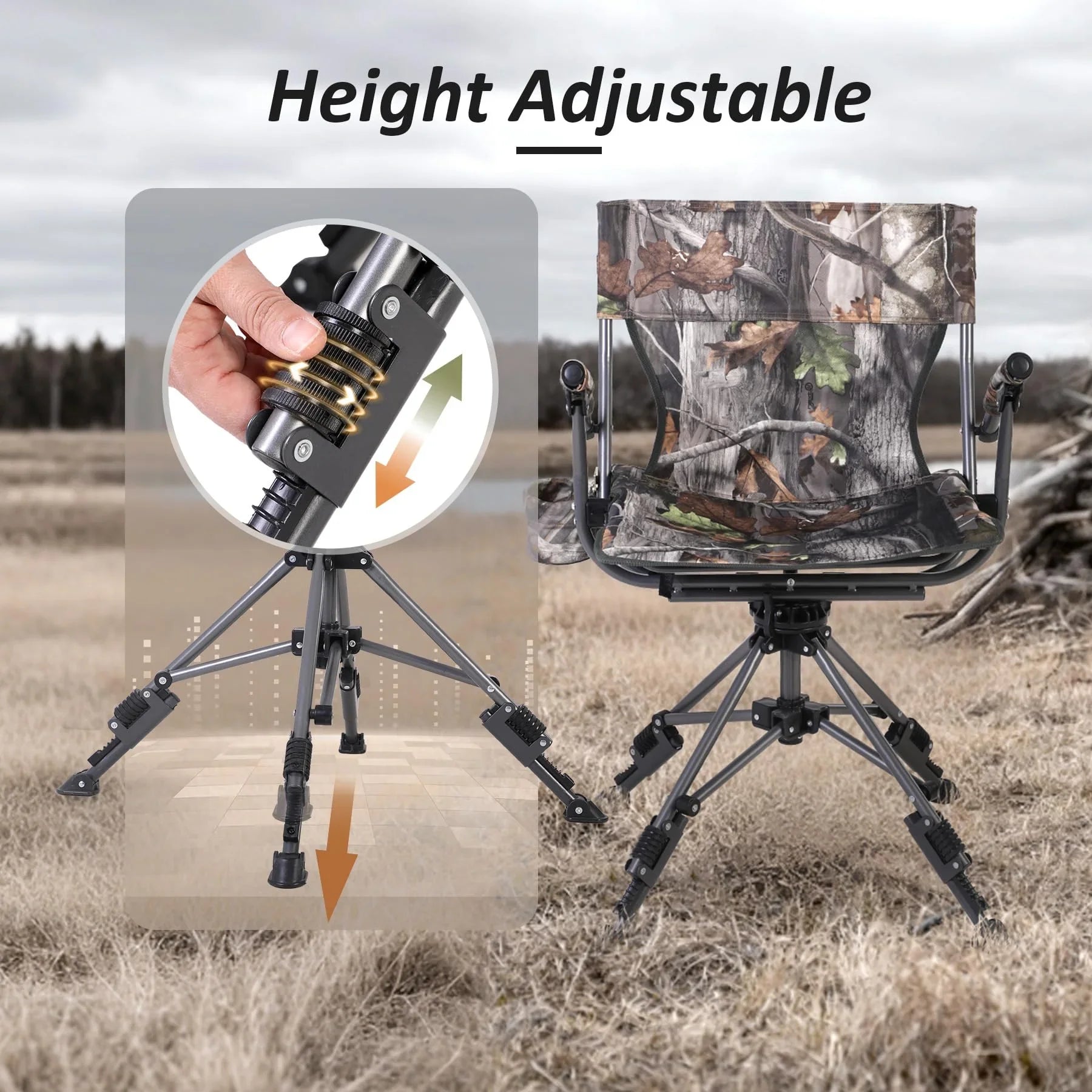 360° Swivel Hunting Chair with Adjustable Feet