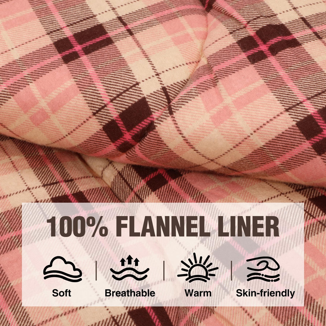 Cotton Flannel Rectangular Sleeping Bag 40-60°F