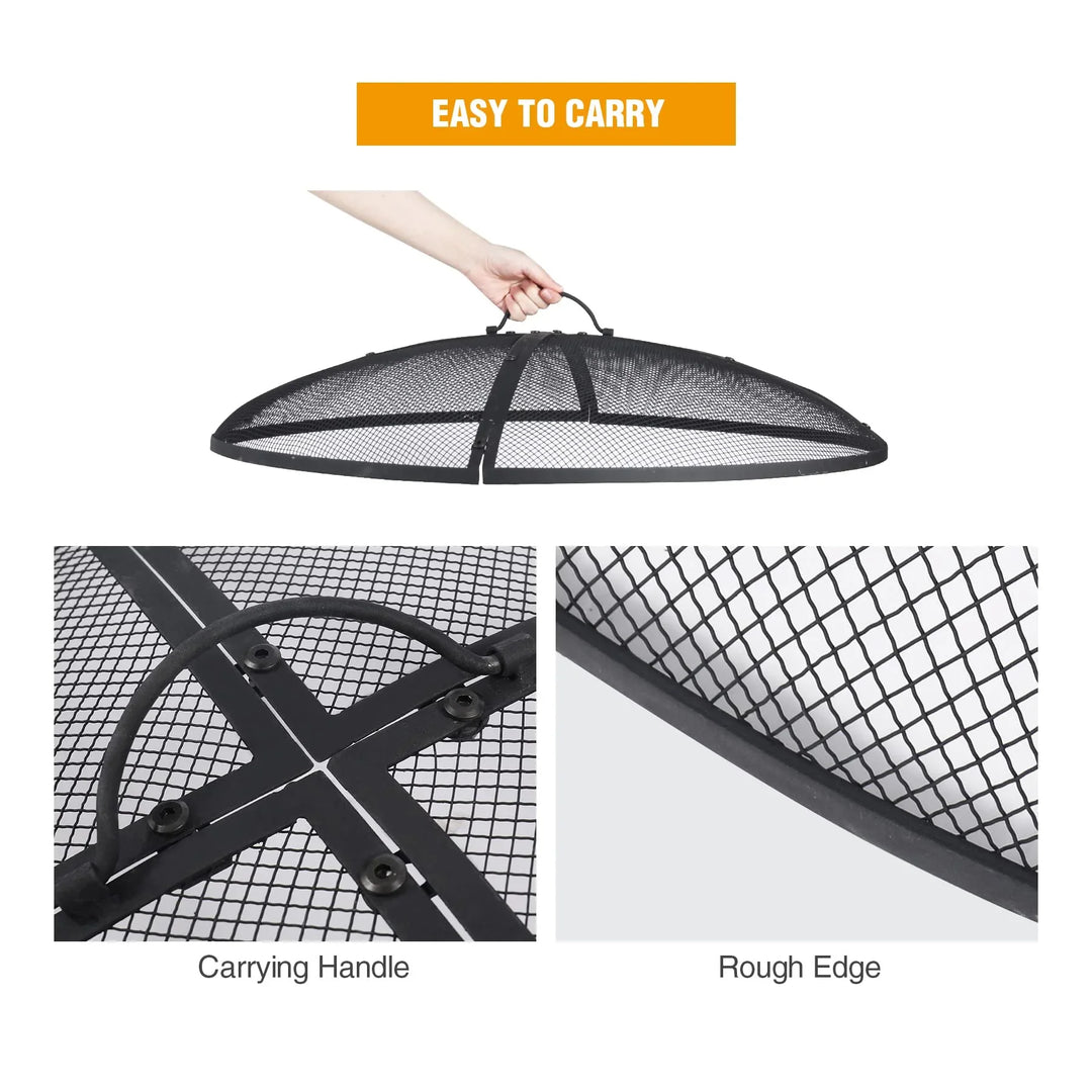 Fire Pit Spark Screen with Handle and Poker Outdoor Mesh Cover30"/36"