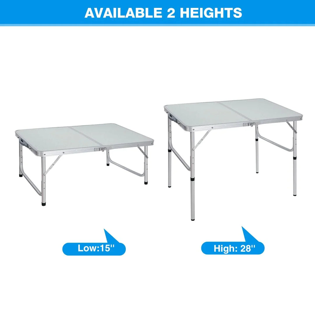 Table de camping pliante en aluminium avec pieds réglables en hauteur, 2/3/4 pieds 