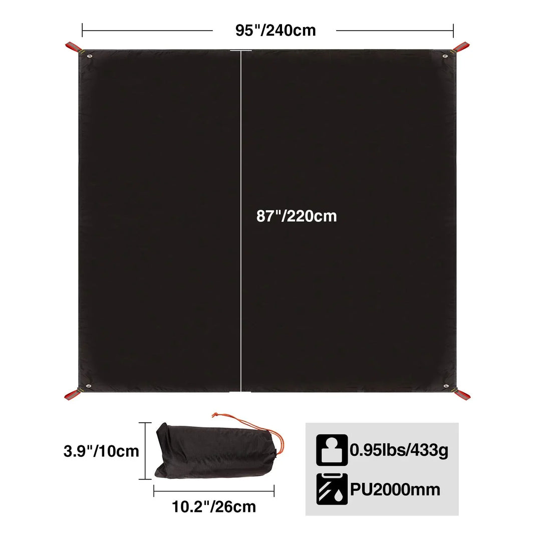 Ultralight Tent Footprint for 1-2 Person Tent, Multifunctional Waterproof Camping Tarp for Outdoor Hiking, Lightweight and Compact, 87"x55"