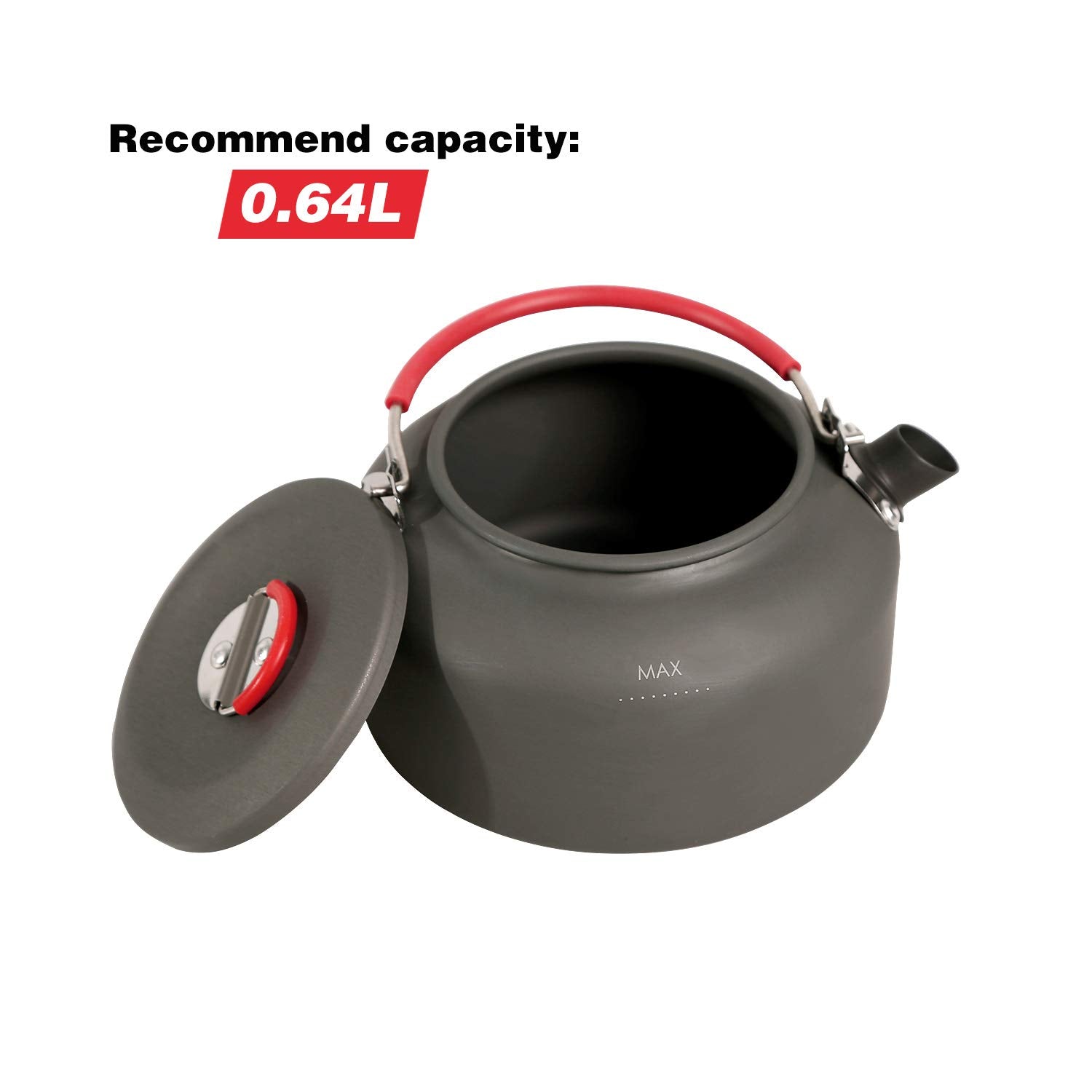 REDCAMP 0.8L Aluminum Outdoor Camping Kettle with Carrying Bag
