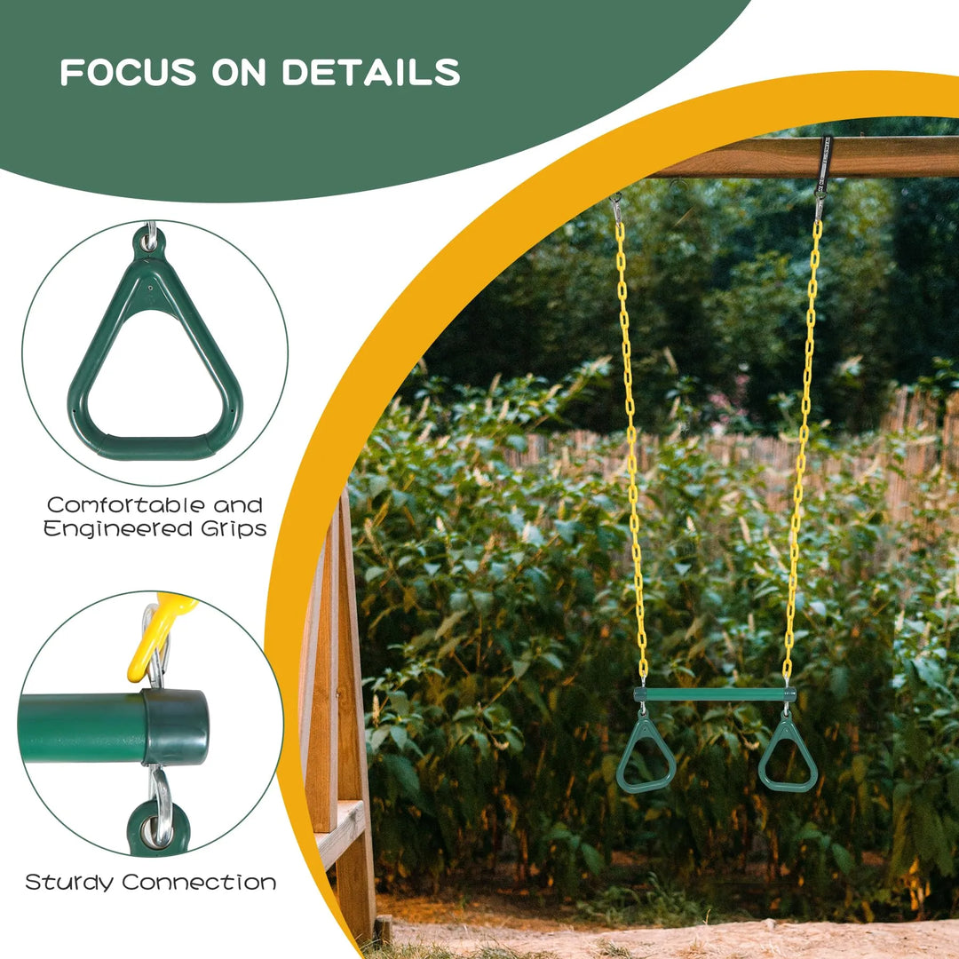 Heavy-Duty Playground Swing Seat & Trapeze Ring Combo