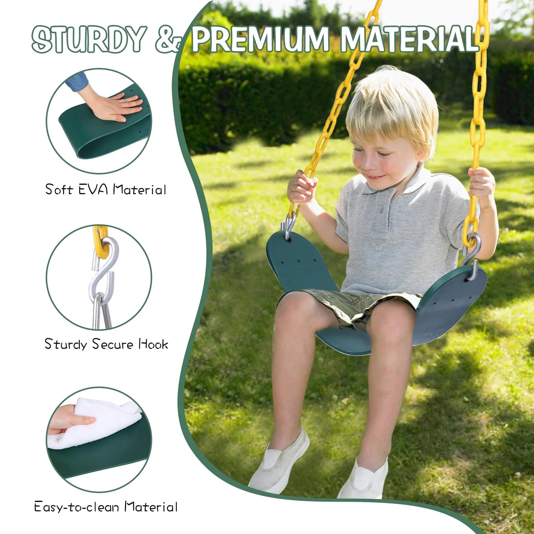 3-in-1 Backyard Swing Set Combo with Belt, Bucket, and Trapeze