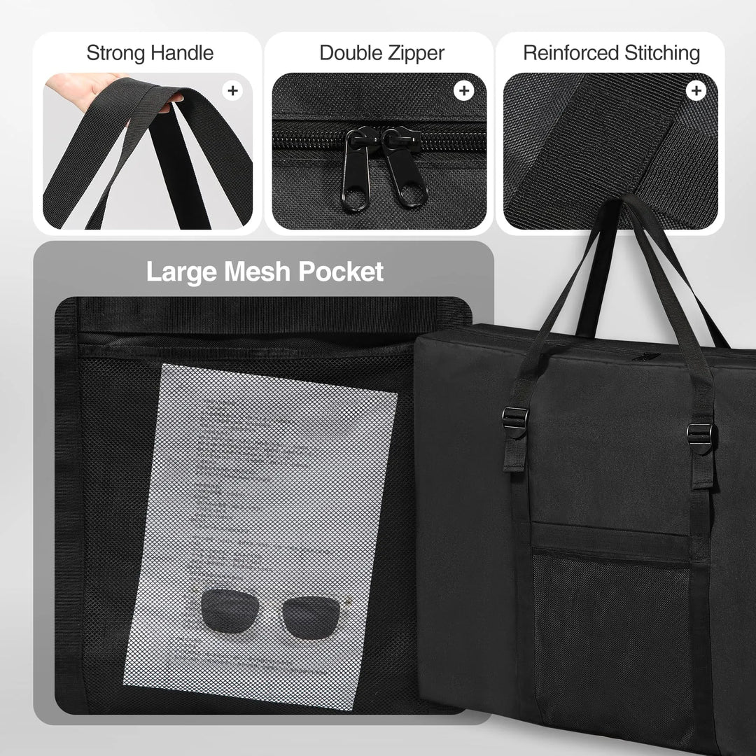 Folding Table Storage Bag, WaterProof Carry Bag with Handles for Folding Picnic Camping Card Table, Black 36" D x 5" W x 30" H