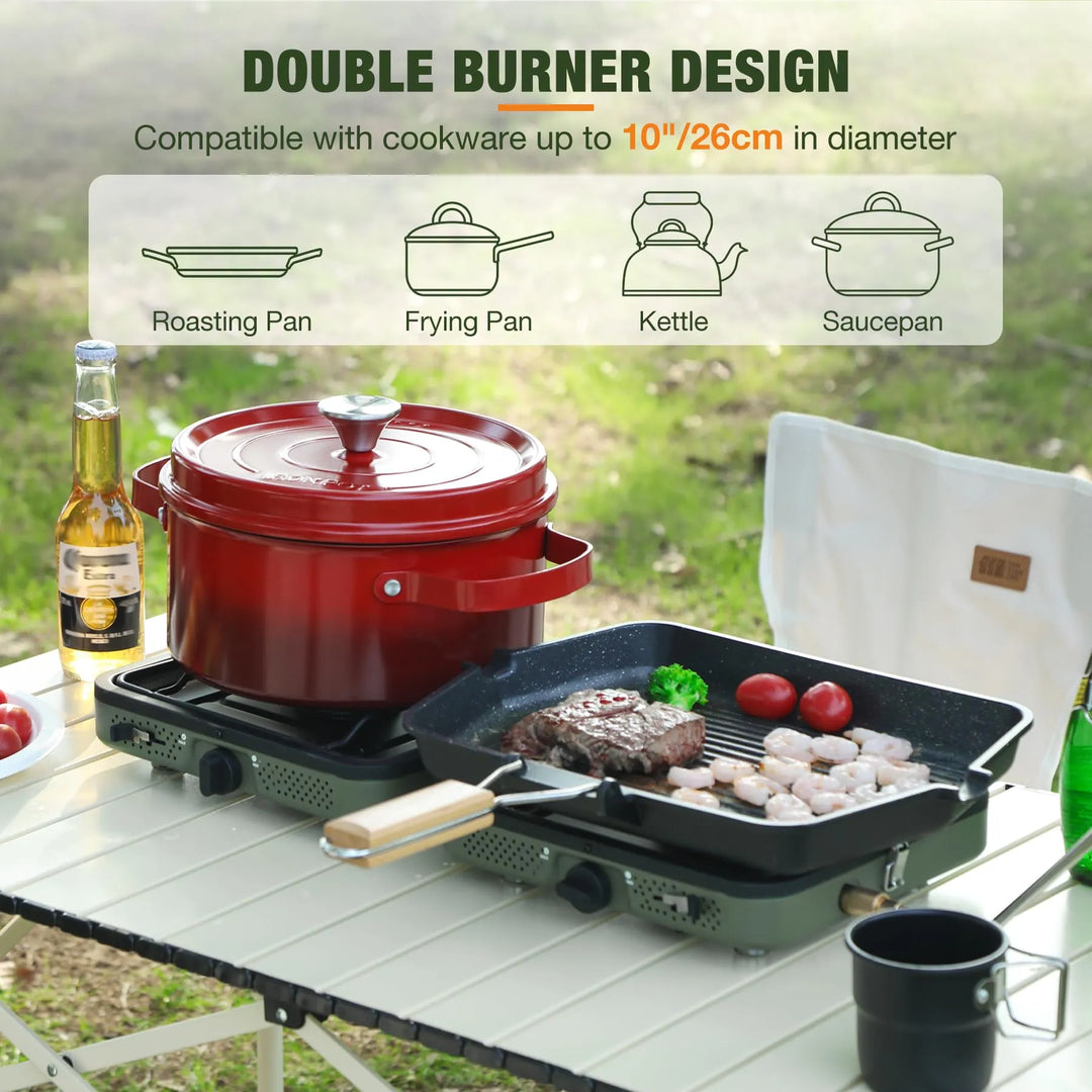 2 Burner Propane Camping Stove - Redcamp