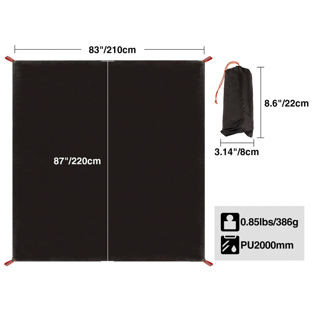 Ultralight Tent Footprint for 1-2 Person Tent, Multifunctional Waterproof Camping Tarp for Outdoor Hiking, Lightweight and Compact, 87"x55"