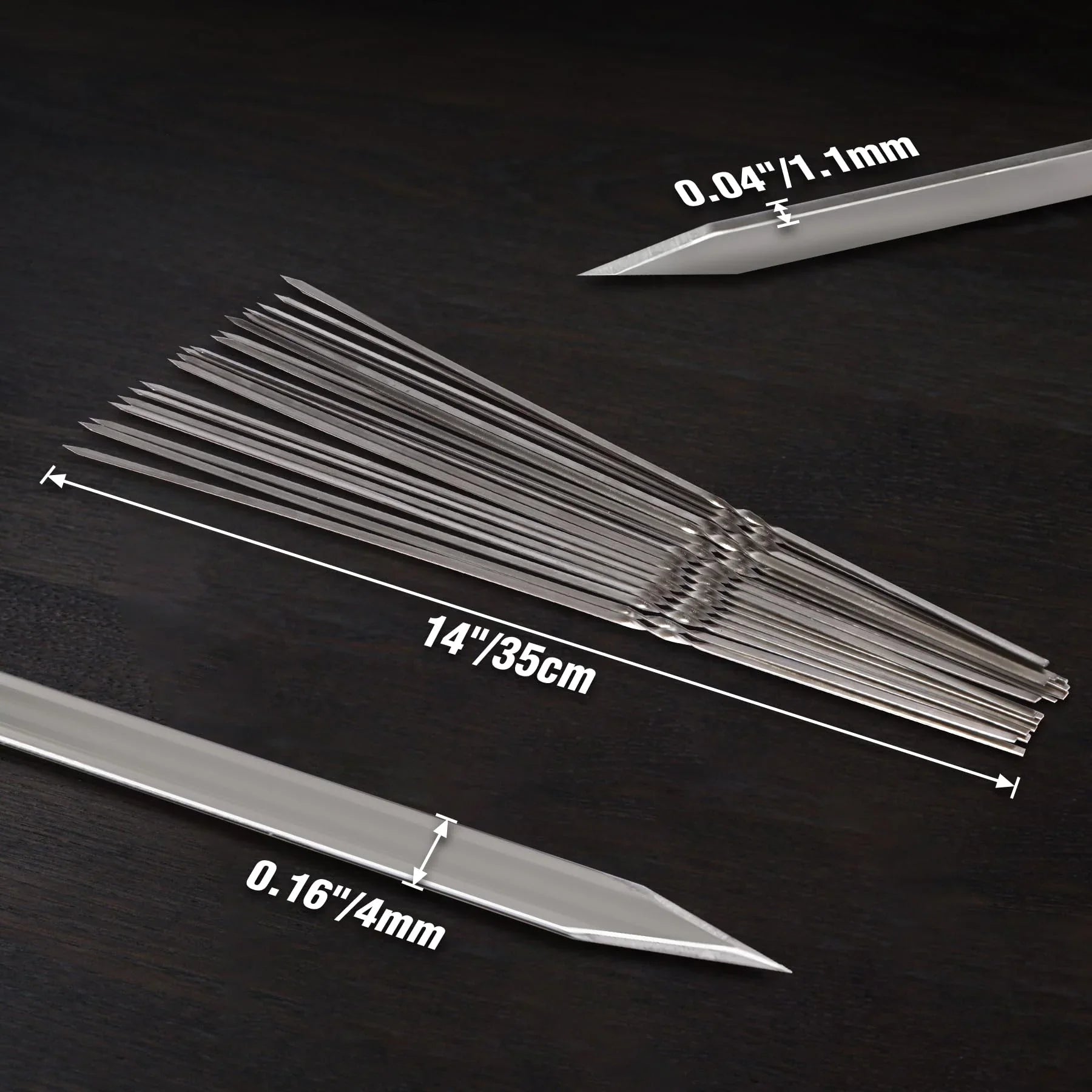 14-Inch Flat Stainless Steel BBQ Skewers